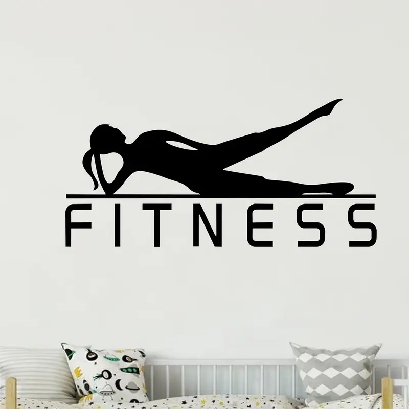 Yoga Fitness Wallpaper - Naklejka winylowa z motywem dziewczyny uprawiającej