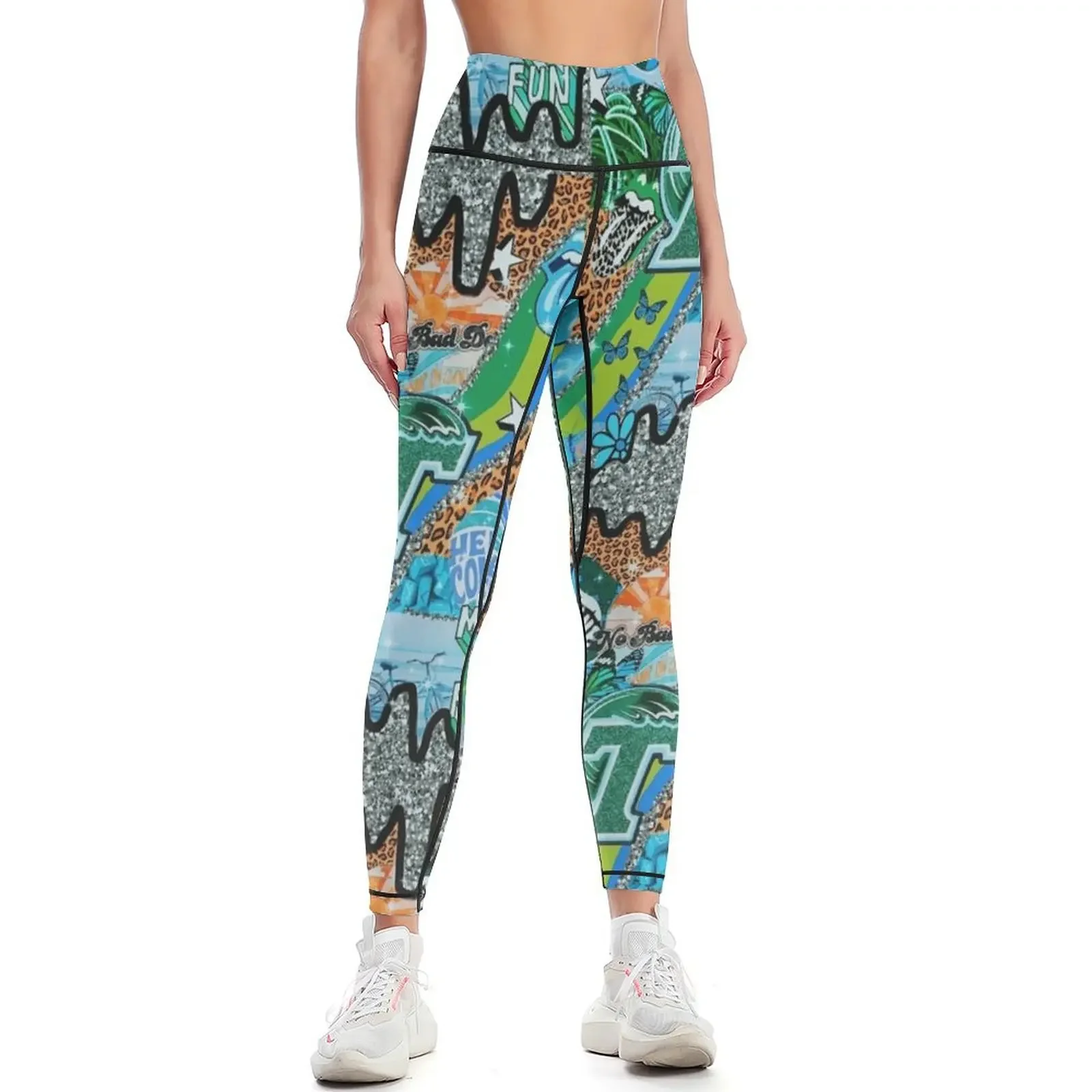 Yoga Fitness Wallpaper - TU WALLPAPER Legginsy Damskie spodnie sportowe
