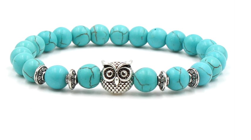 Yoga Fitness Bar - 8mm tdft54 sowa bransoletki turkusowy budda