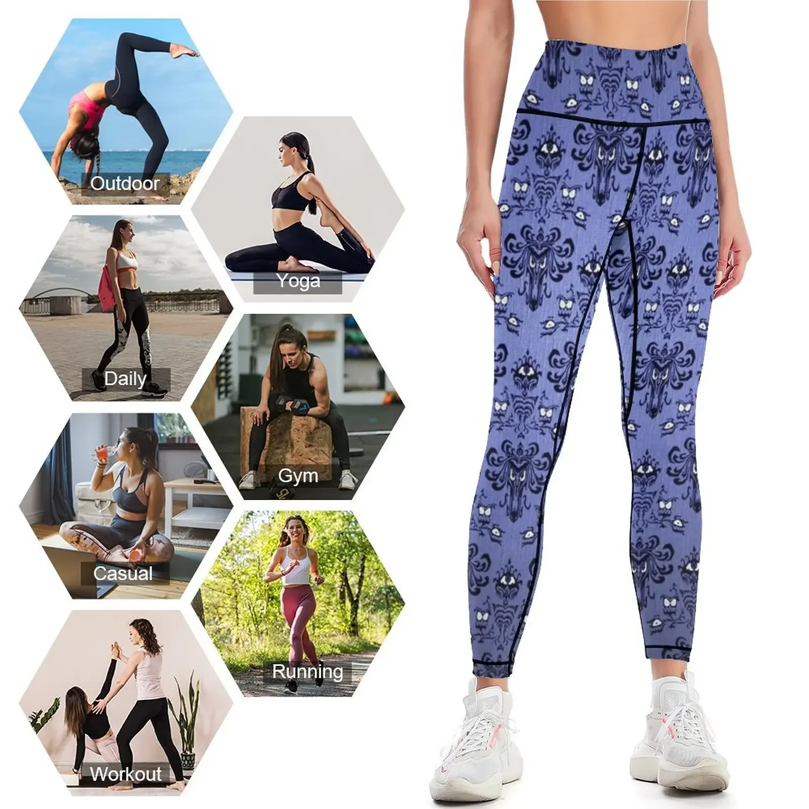 Legginsy z motywem Haunted Man – Yoga Fitness Wallpaper recenzja i cena